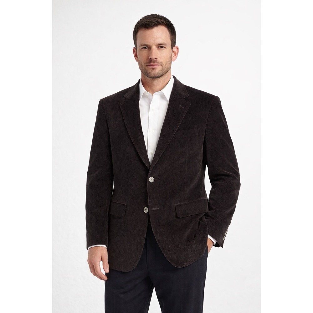 Saddlebred Sport Coat Blazer Cotton Corduroy Mens 46R Black Jacket Casual